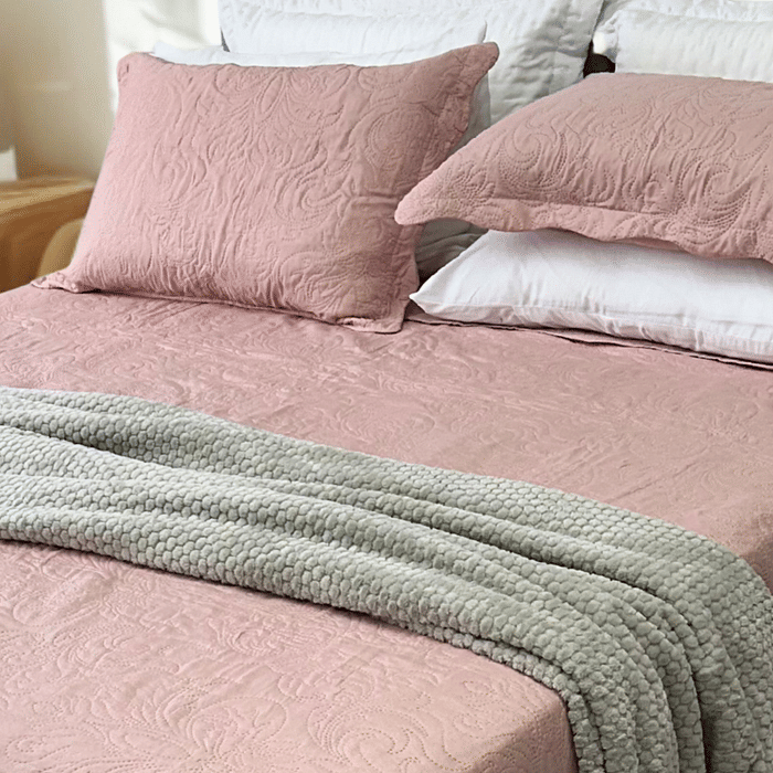 Kit Colcha Boutis Casal Blush