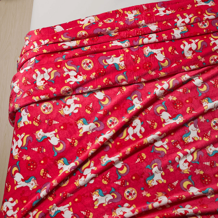 Manta Flannel Solteiro Estampado 150x200 Unicórnio Pink