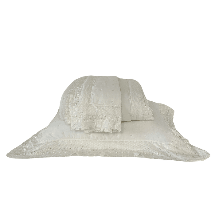 Kit Cobreleito Bordado Queen Ivory