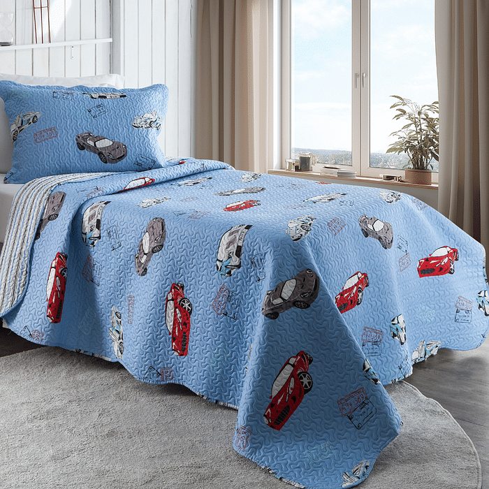 Kit Colcha Boutis Solteiro Carro