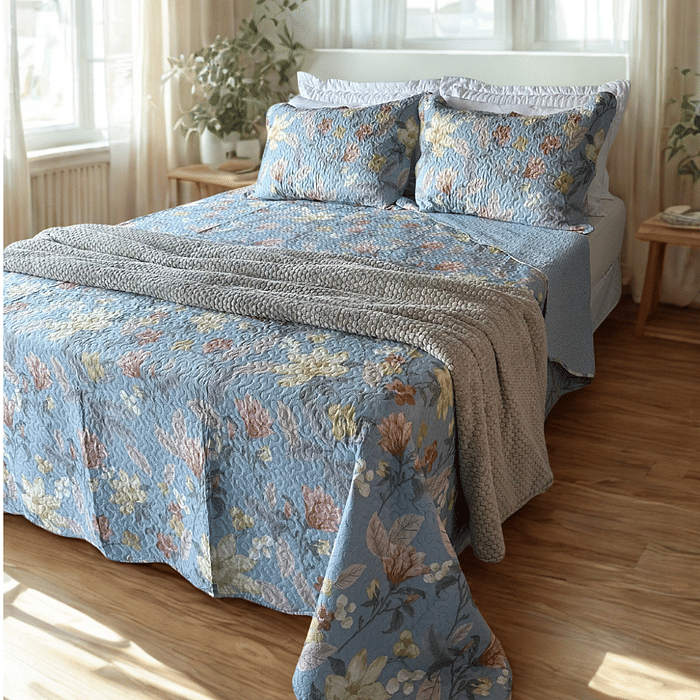 Kit Colcha Boutis Queen Natureza