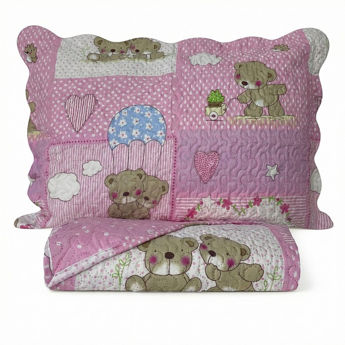 Kit Colcha Boutis Solteiro Ursinho