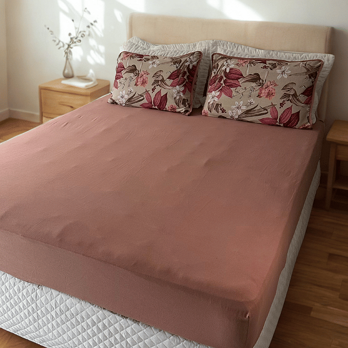 Lencol Elastico Malha Prime Casal Rose