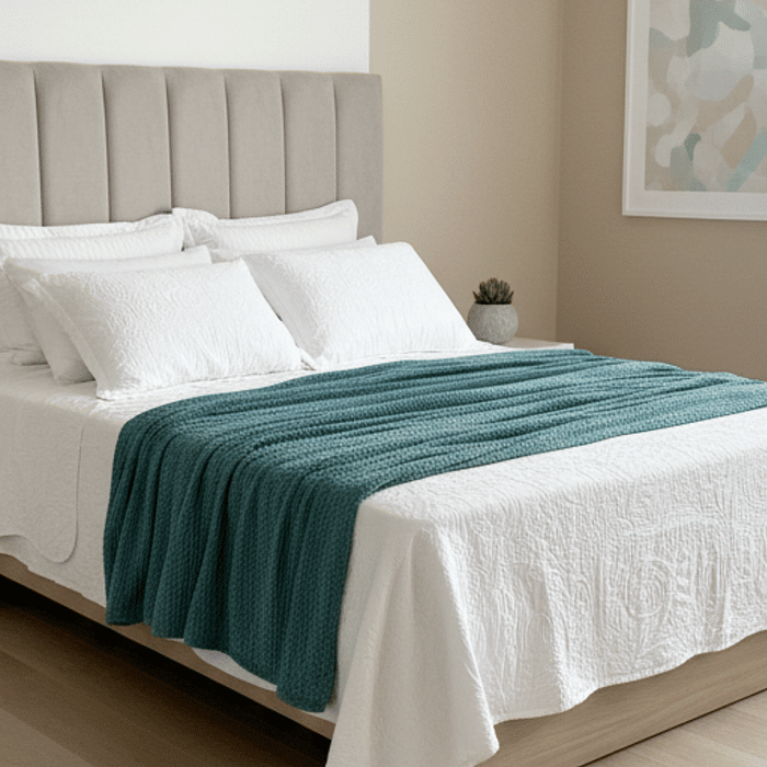 Manta Flannel Jacquard Casal Liso 180x240 Turquesa