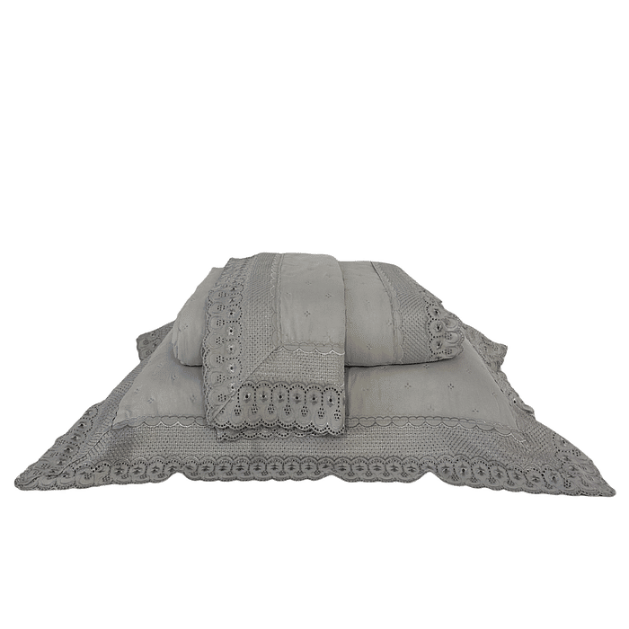 Kit Cobreleito Bordado Casal Grizzy