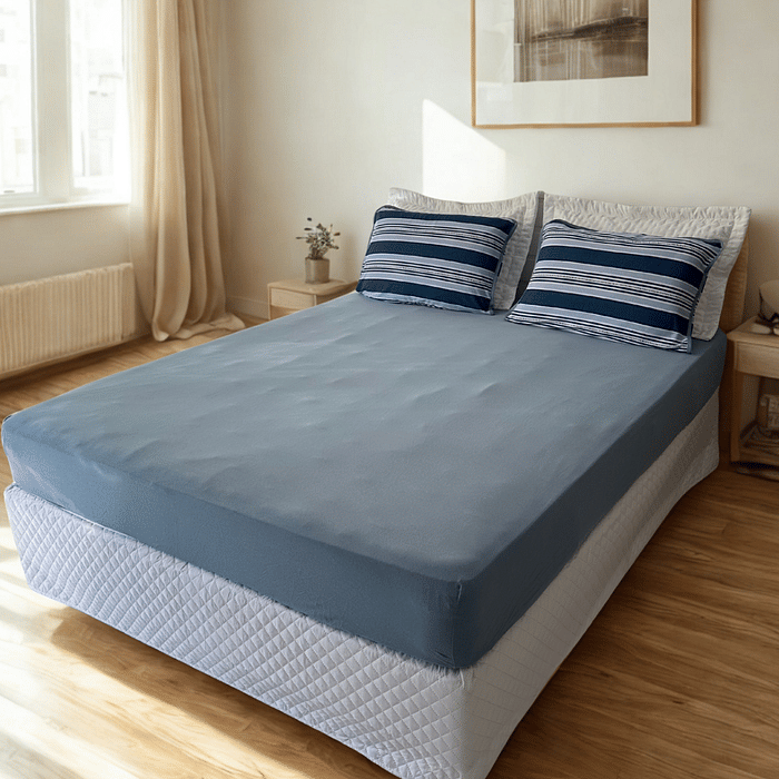 Lencol Elastico Malha Prime Queen Azul