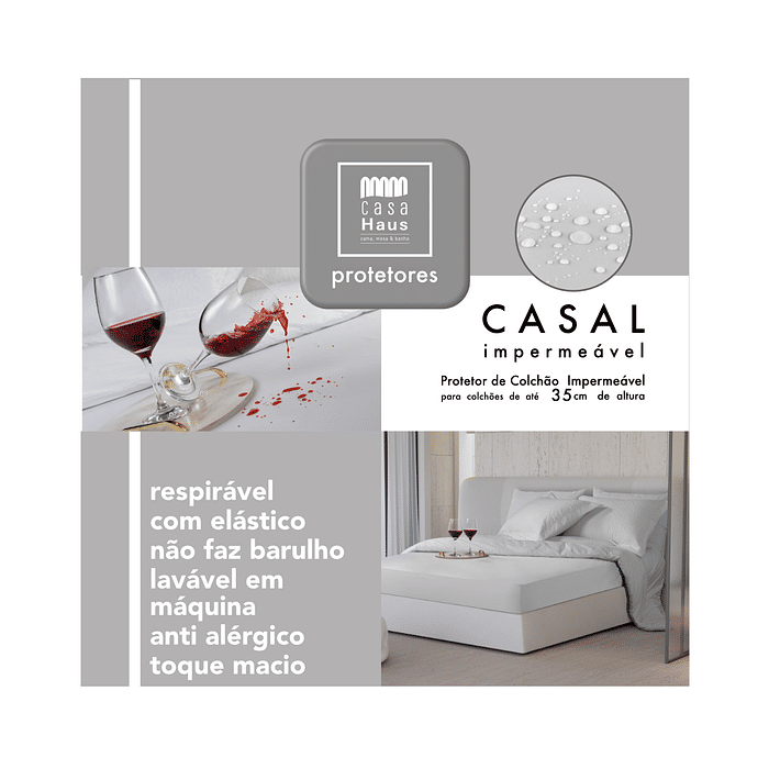 Protetor Impermeavel Casal 1,38mx1,88m+30cm