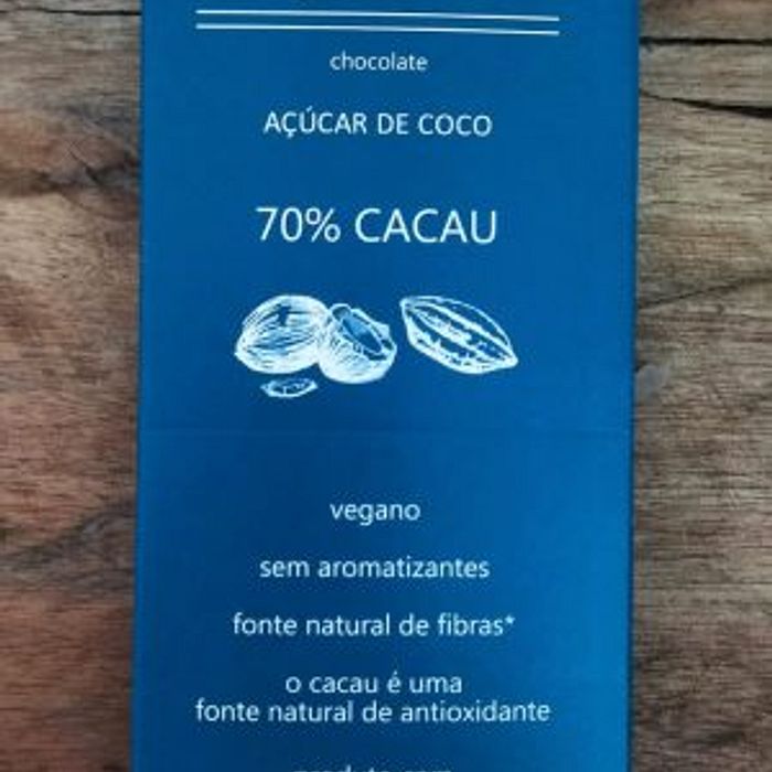 Chocolate 70% açúcar de coco 80g 2 barras de 40g