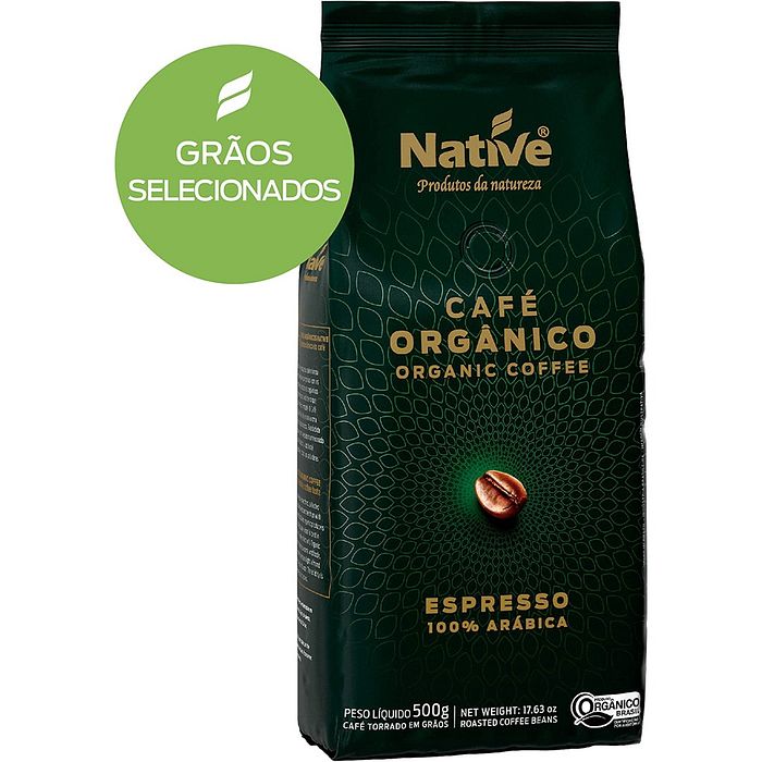 CAFÉ ORGÂNICO TORRADO EM GRÃOS NATIVE 500G