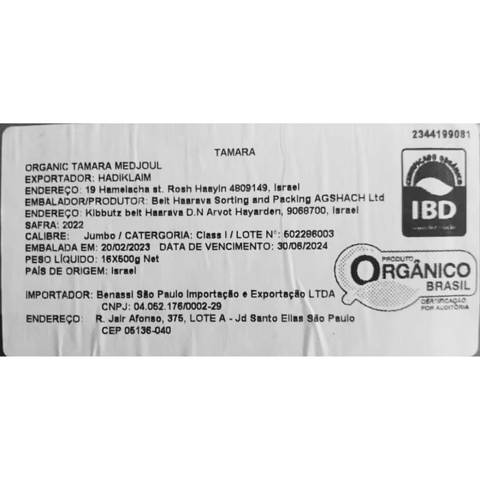 Tâmara Jumbo Orgânica