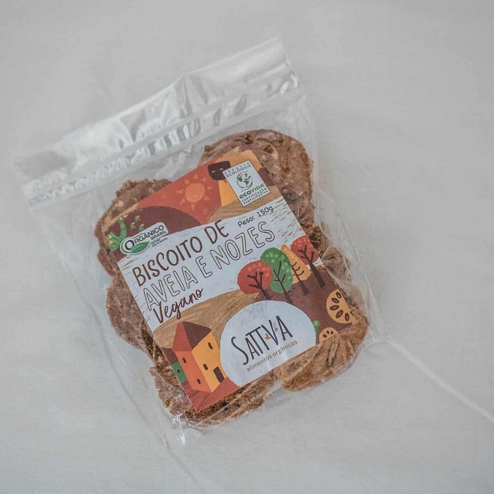 Biscoito Vegano de Aveia e Nozes Orgânico