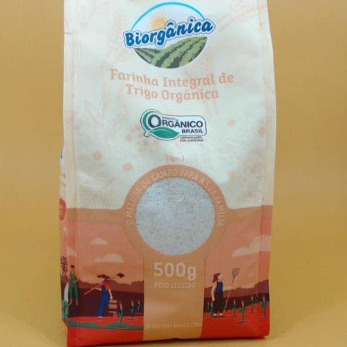 Farinha de Trigo Integral Orgânica - 500 Gramas - Biorgânica