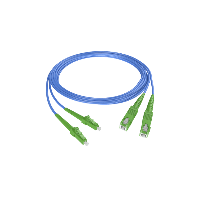 CORDAO OPTICO DUPLEX SINGLE MODE G652-D (20,00 LC UPC/SC APC 2MM AZUL)