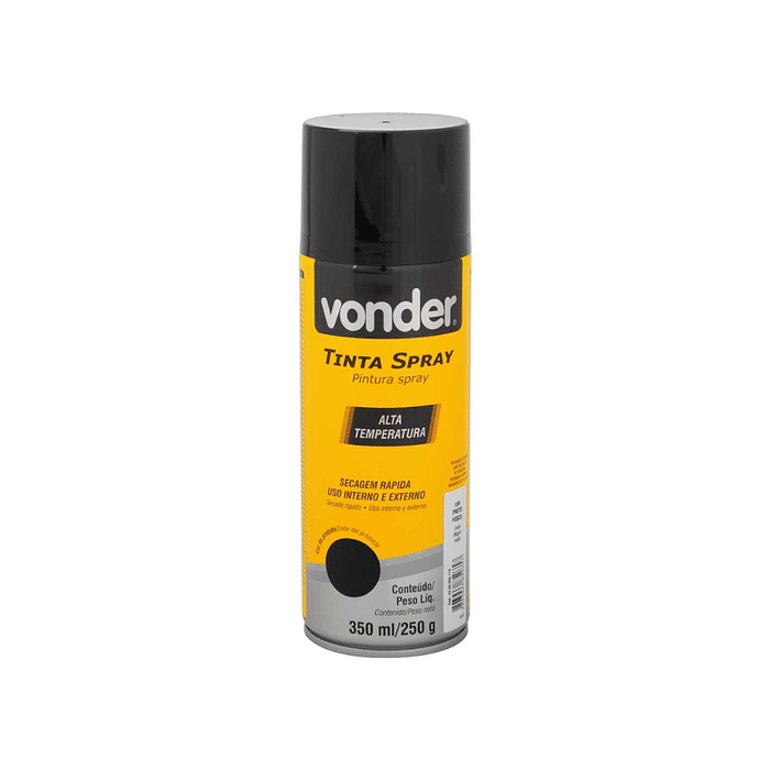 TINTA SPRAY ALTA TEMPERATURA PRETO FOSCO 350ML VONDER