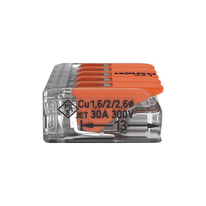 CONECTOR DE EMENDA 5 POLOS 0,5–6,0 MM 221-615