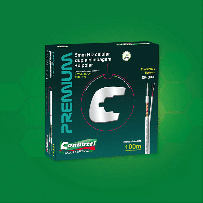 CABO TRANCADO 5MMCEL BIPOLAR HD 75OHM DB NU BC CX 100M 2X20AWG