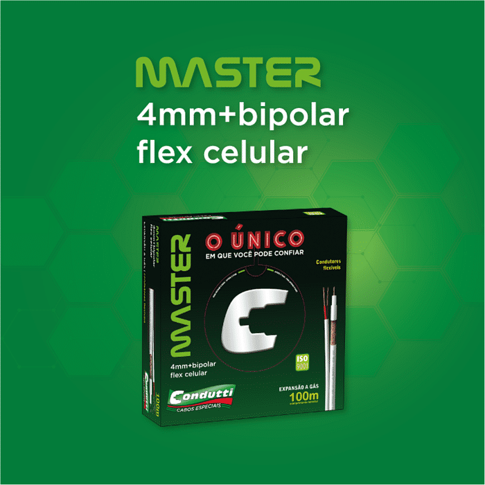 CABO COAXIAL BIPOLAR 4MM CEL 100% COBRE MASTER NU CFTV BC CX 100M