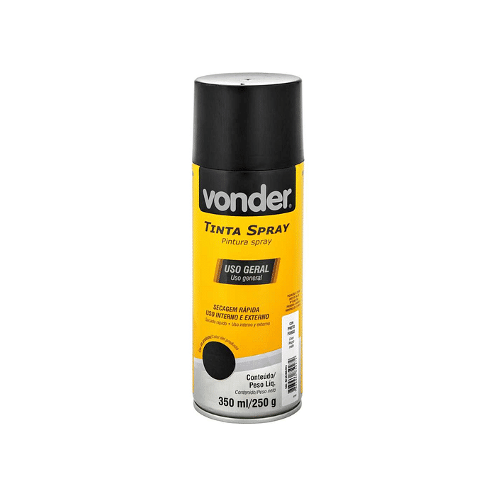 TINTA SPRAY PRETO FOSCO 350ML VONDER