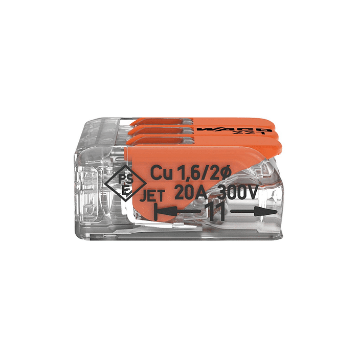 CONECTOR DE EMENDA 3 POLOS 0,14–4,0 MM 221-413