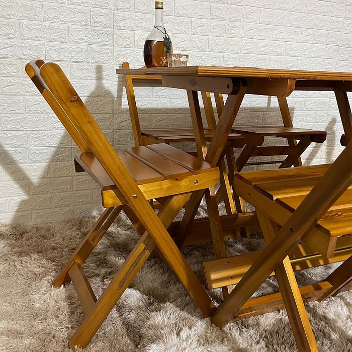 Conjunto Dobrável 120x70 Mesa com 6 Cadeiras Paraná