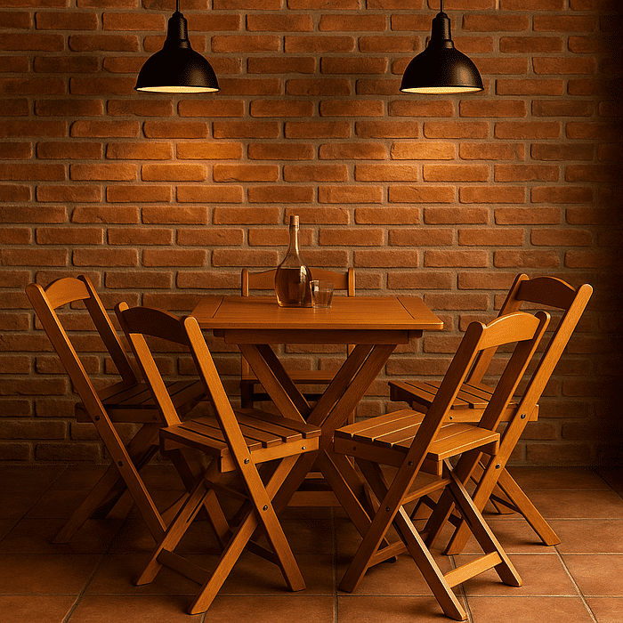 Conjunto Dobrável 70x70 Mesa com 4 Cadeiras Paraná