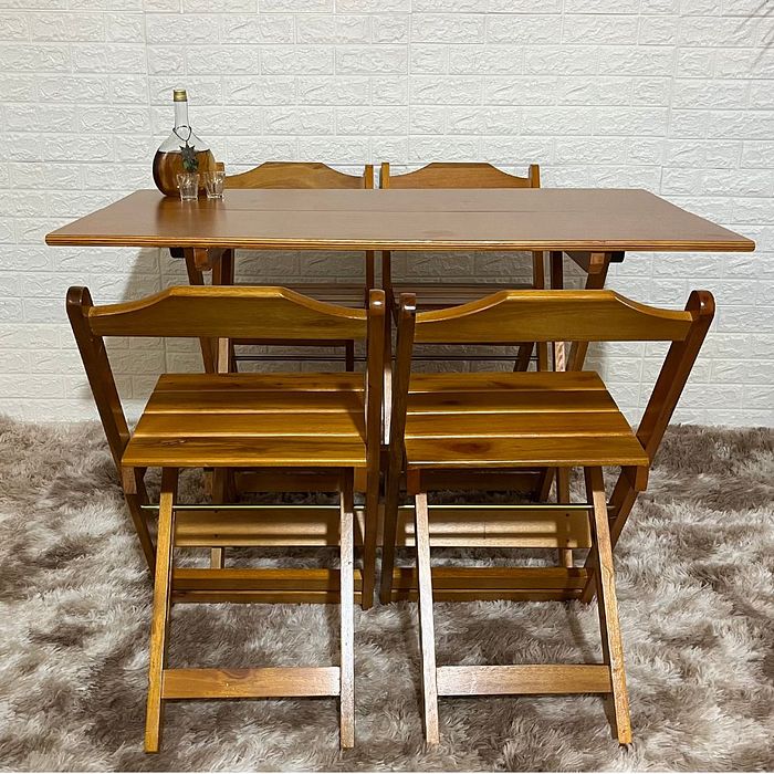 Kit 2 Conjunto Dobrável 120x70 Mesa com 4 Cadeiras Paraná