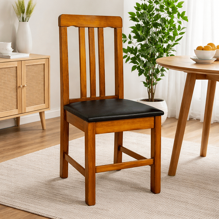 Cadeira Fixa Estofada Colonial Madeira Maciça