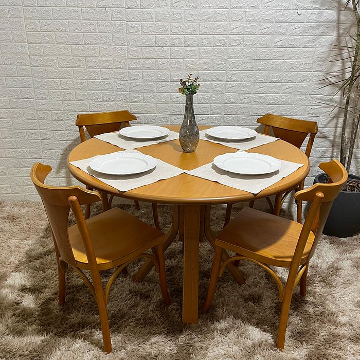 Conjunto Mesa X Redonda 120cm Com 4 Cadeiras Italia Mel