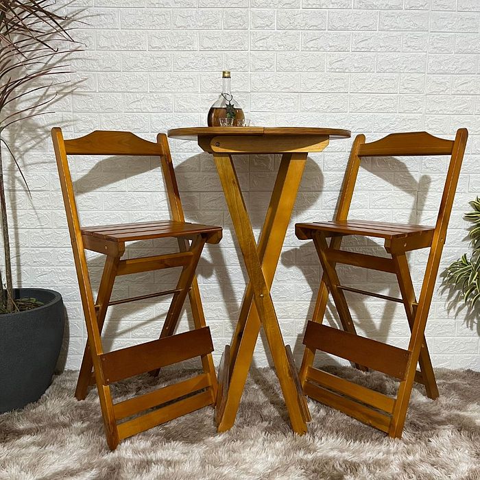 Conjunto Bistrô Dobrável com 2 Banquetas Paraná
