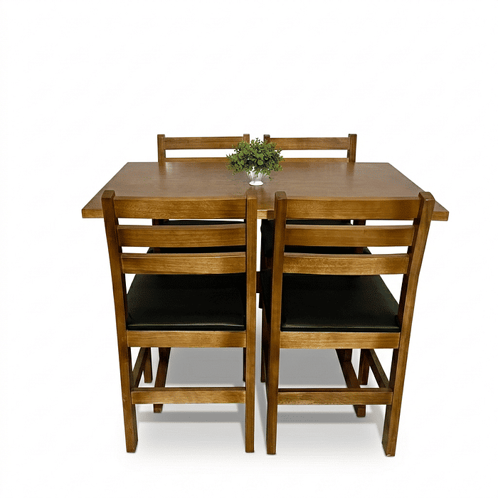 Conjunto Fixo 110x70 Mesa com 4 Cadeiras Estofadas
