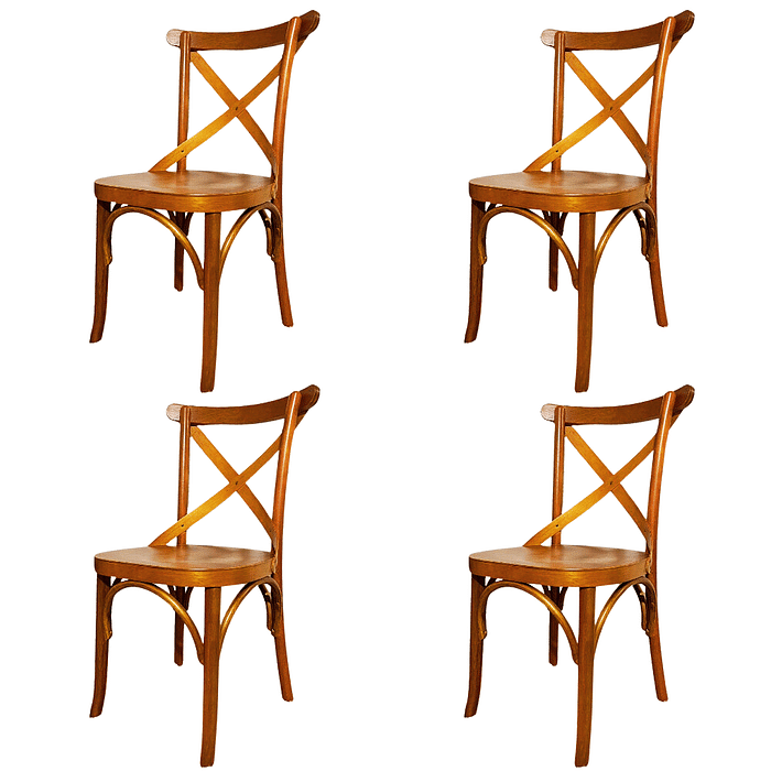 Kit 4 Cadeiras X Madeira Maciça Cor Mel