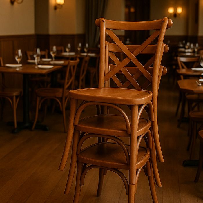 Cadeira X Empilhável Em Madeira maciça