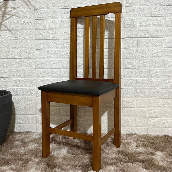 Cadeira Fixa Estofada Colonial Madeira Maciça