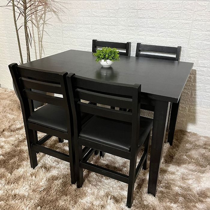 Conjunto Fixo Floresta Mesa 120x80 com 4 Cadeiras Estofadas