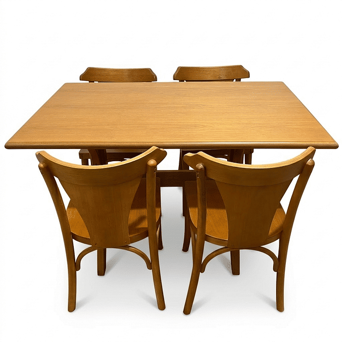 Mesa X 120x80 Com 4 Cadeiras Italia de Madeira Maciça Mel Tauari
