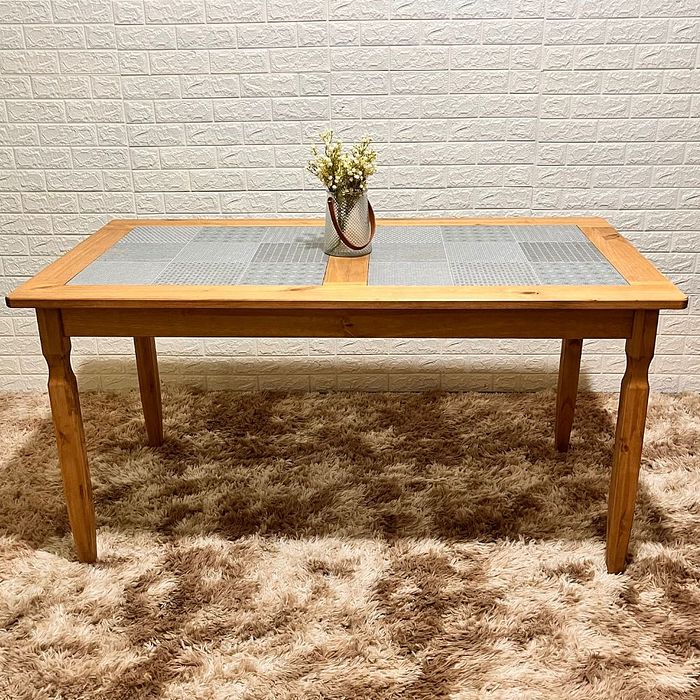Mesa Fixa de Madeira Maciça Rustica com Azulejo - 150x80 Tozeto