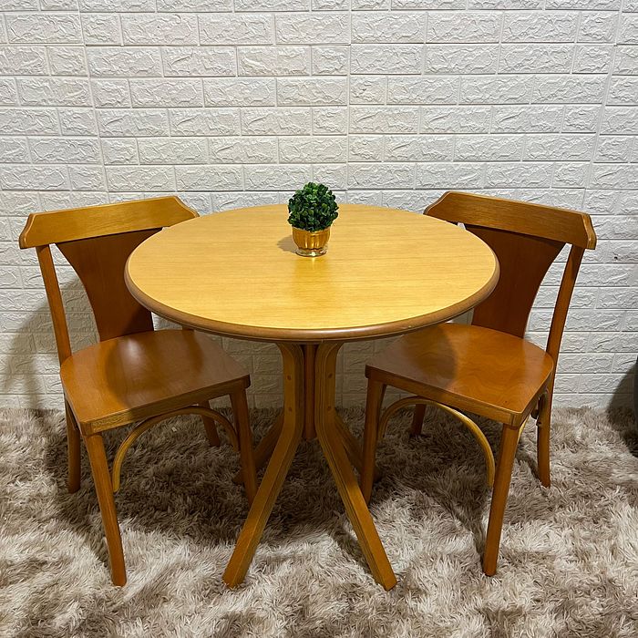 Conjunto Mesa Redonda X 80x80 Com 2 Cadeiras Italia Mel