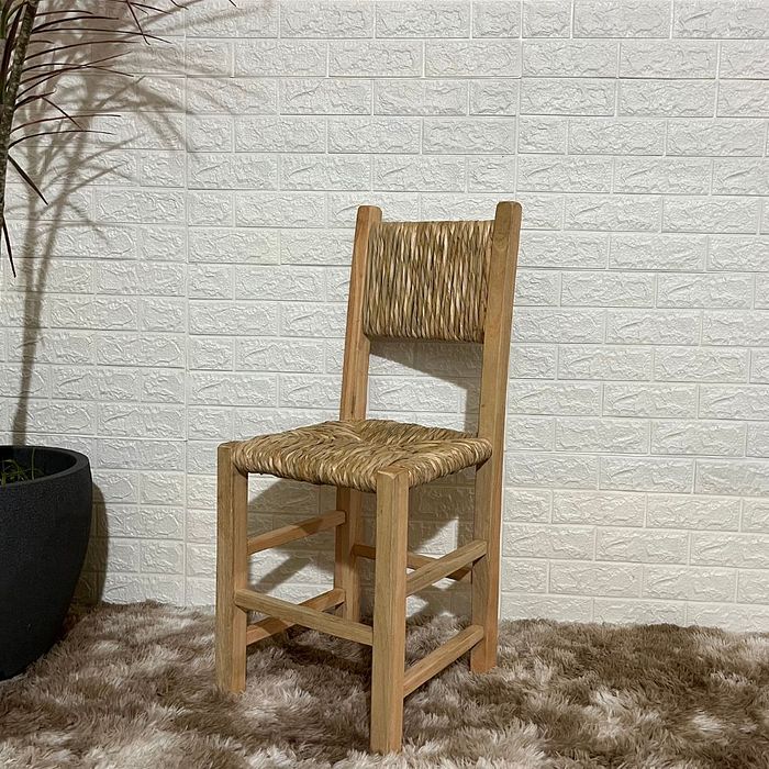 Cadeira de Palha com Assento e Encosto de Palha