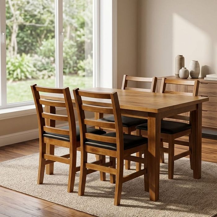 Conjunto Fixo Mesa 120x80 com 4 Cadeiras Estofadas Premium