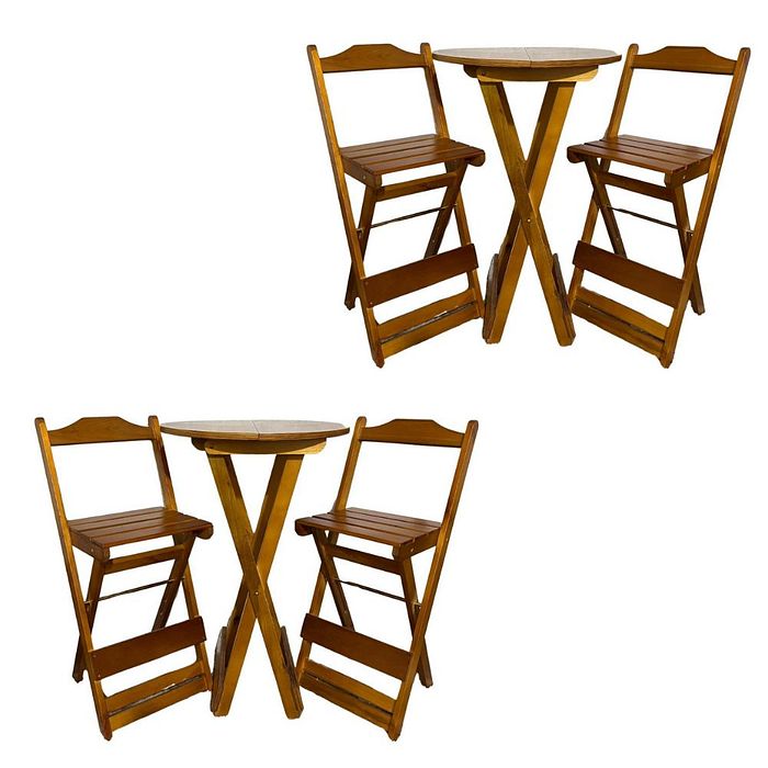 Kit 2 Conjunto Bistrô Dobrável com 2 Banquetas Paraná