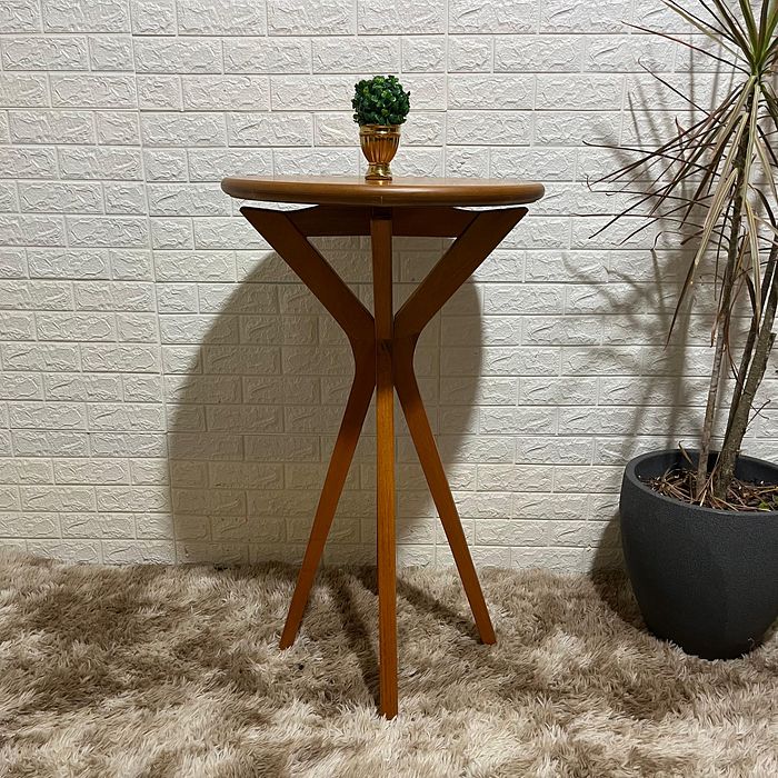 Mesa Redonda Bistrô Fixa de Madeira Maciça X