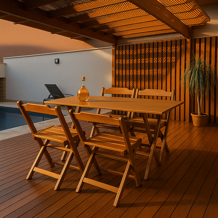 Conjunto Dobrável 120x70 Mesa com 4 Cadeiras Paraná