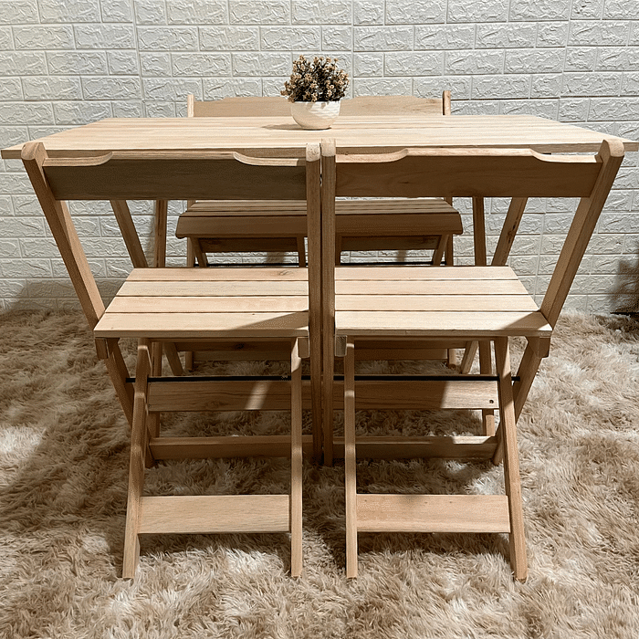 Conjunto Dobrável 120x70 Mesa com 4 Cadeira Cru Sem Pintura Paraná