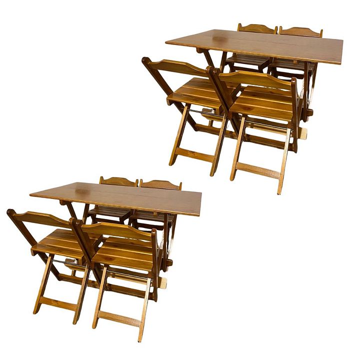 Kit 2 Conjunto Dobrável 120x70 Mesa com 4 Cadeiras Paraná