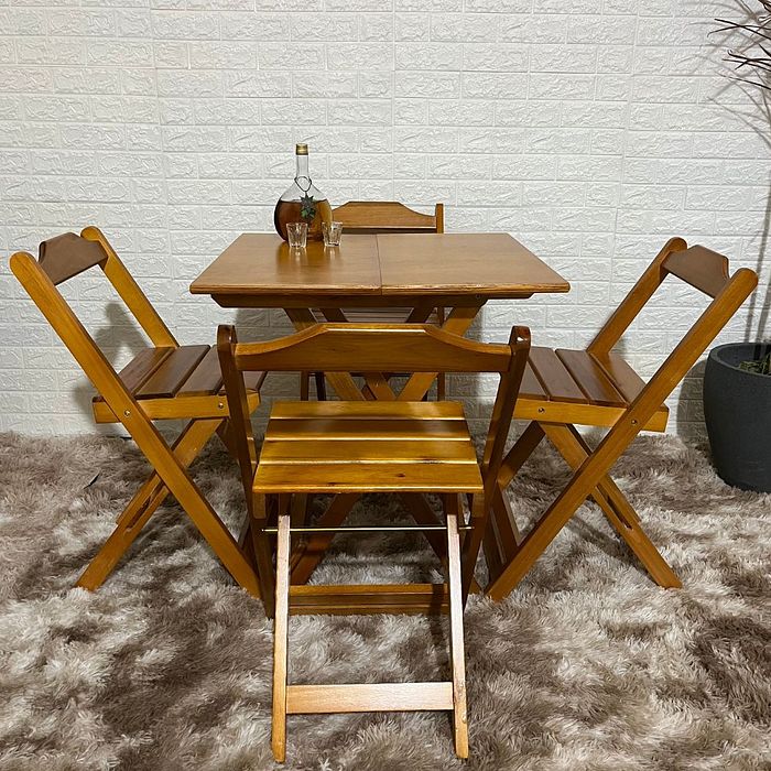 Kit 2 Conjunto Dobrável 70x70 Mesa com 4 Cadeiras Paraná