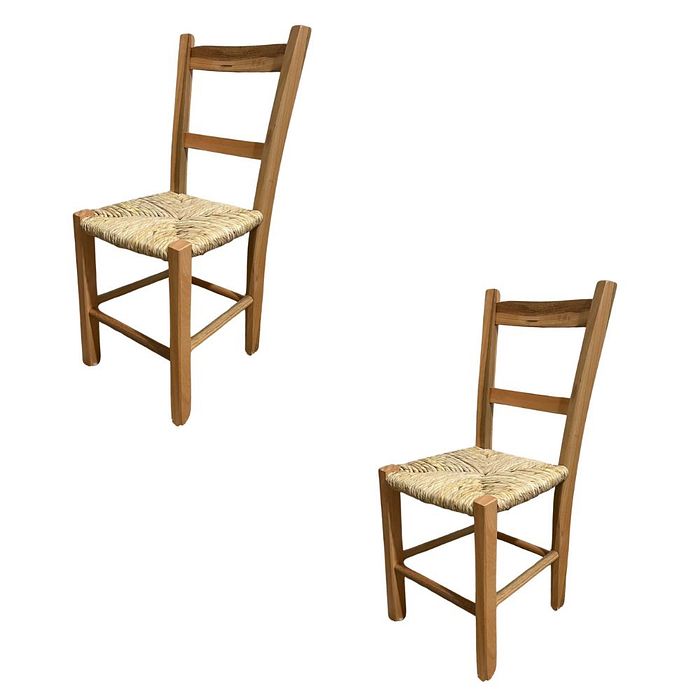 Kit 2 Cadeira de Palha Colonial Madeira Maciça Selada