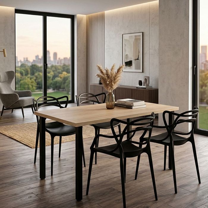 Conjunto Mesa Industrial e 4 cadeiras Designer