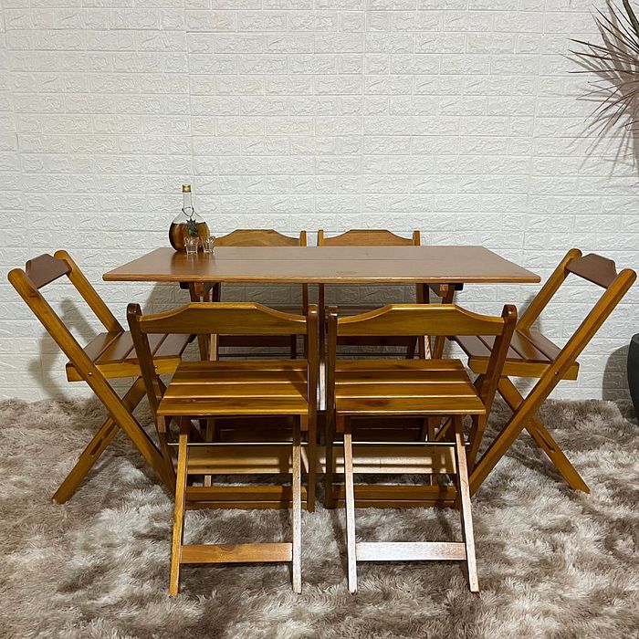Conjunto Dobrável 120x70 Mesa com 6 Cadeiras Paraná