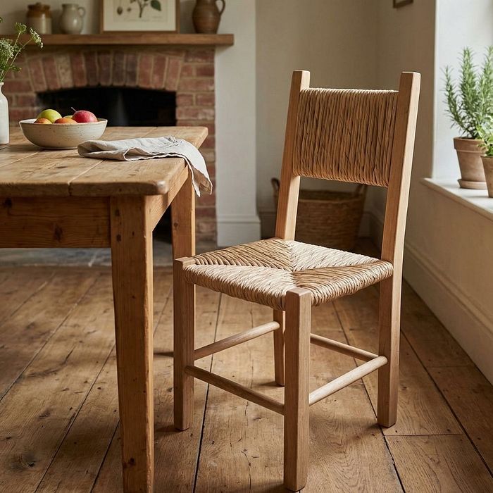 Cadeira de Palha com Assento e Encosto de Palha