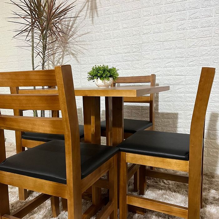 Conjunto Fixo 70x70 Mesa com 4 Cadeiras Estofadas
